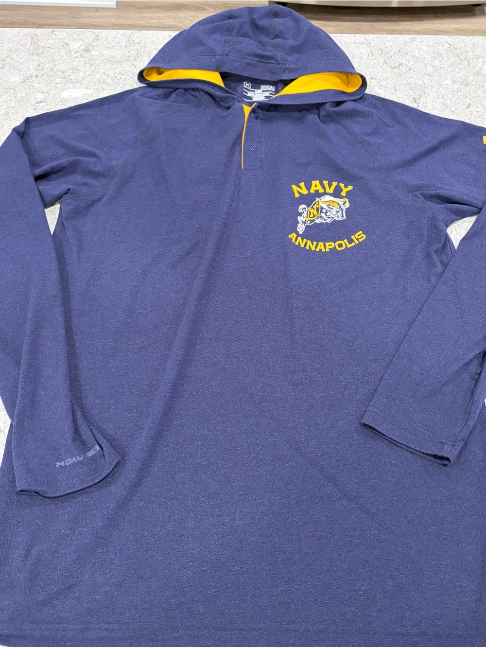 Under Armour Charged Cotton Navy USNA Annapolis Hooded Pullover-Medium